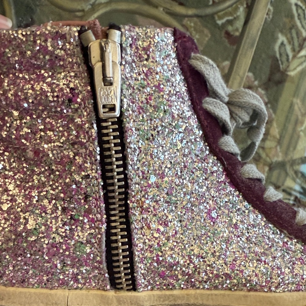 BRAND NEW! Golden Goose 100% Authentic Glitter High-Top Sneakers - Pink and Gold - Picture 8 of 13